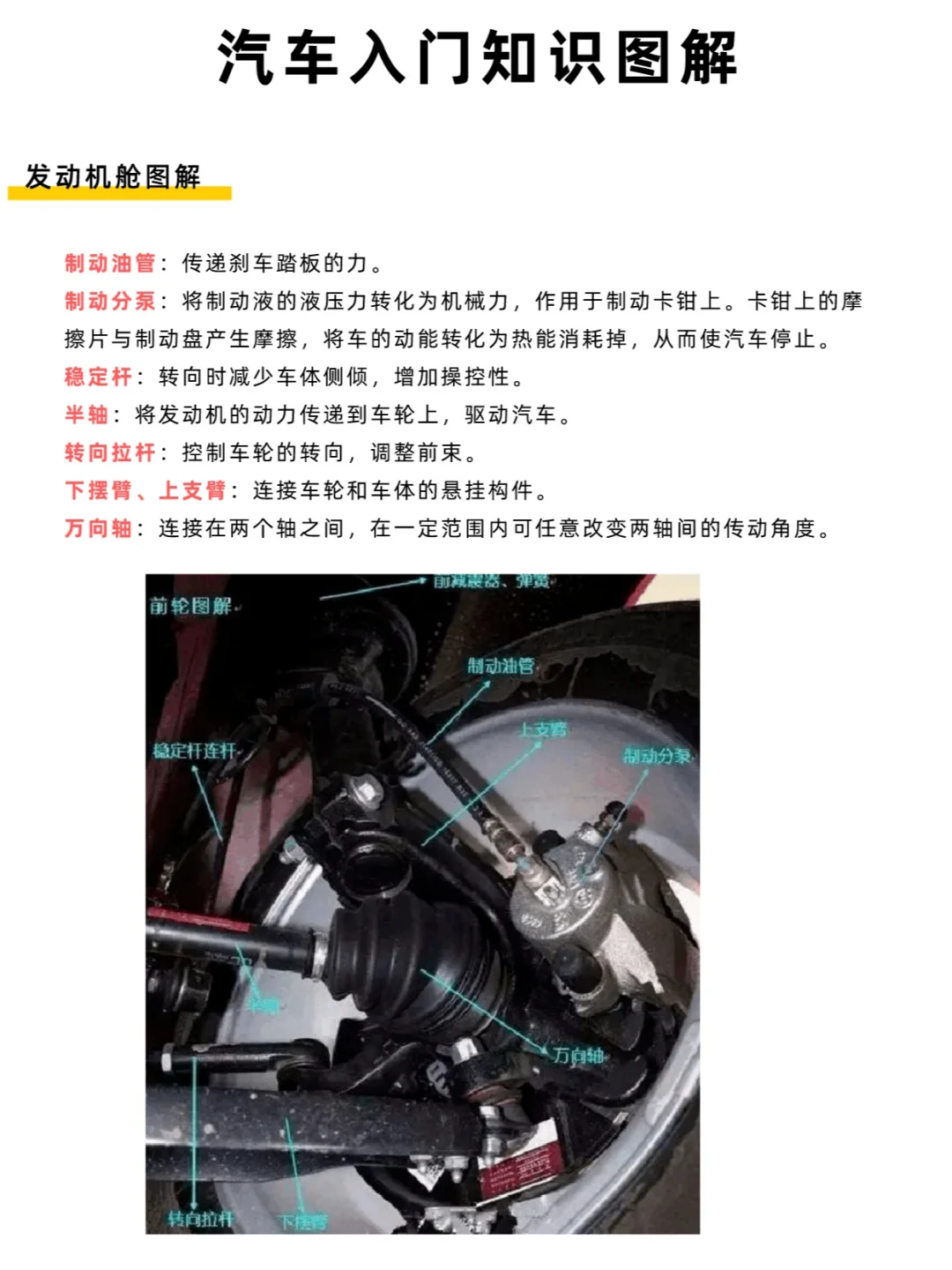 汽车入门知识-发动机舱图解