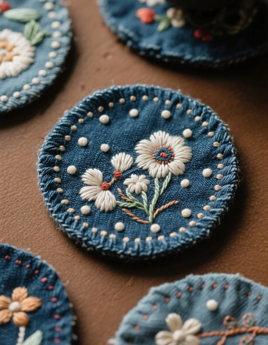 牛仔布手工杯垫