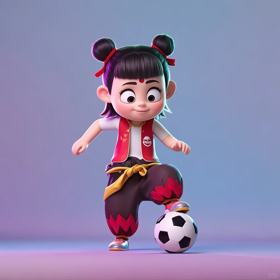 当哪吒遇上足球⚽ 可爱到犯规