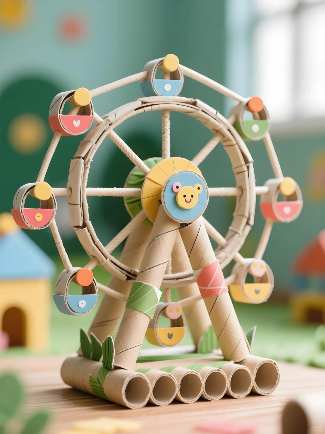 旧纸筒别扔，做个摩天轮吧?