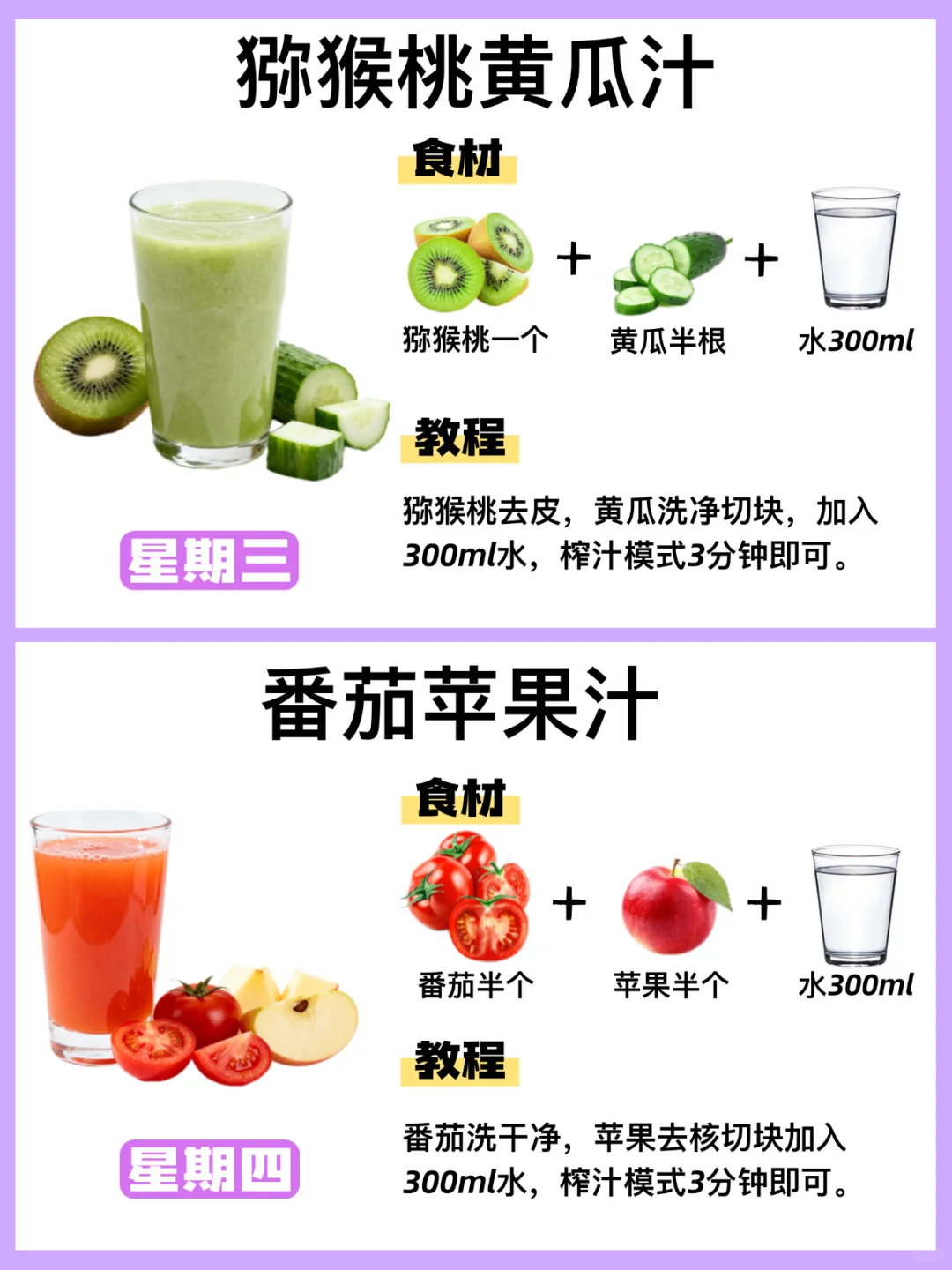 ?减脂人请进！一周不重样掉秤果蔬汁公式?