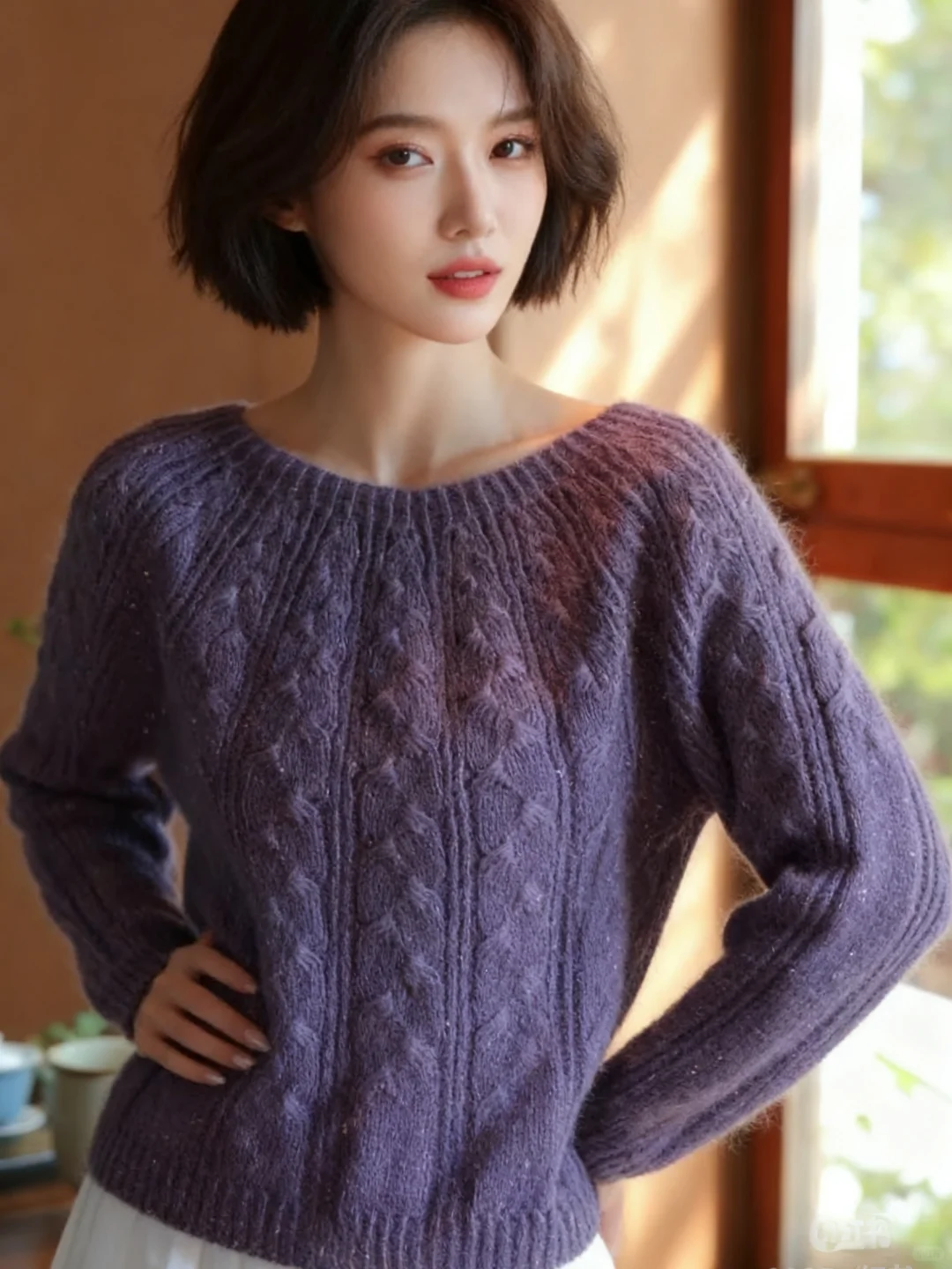 紫调绞花亮丝毛衣编织教程【新手视频教程】