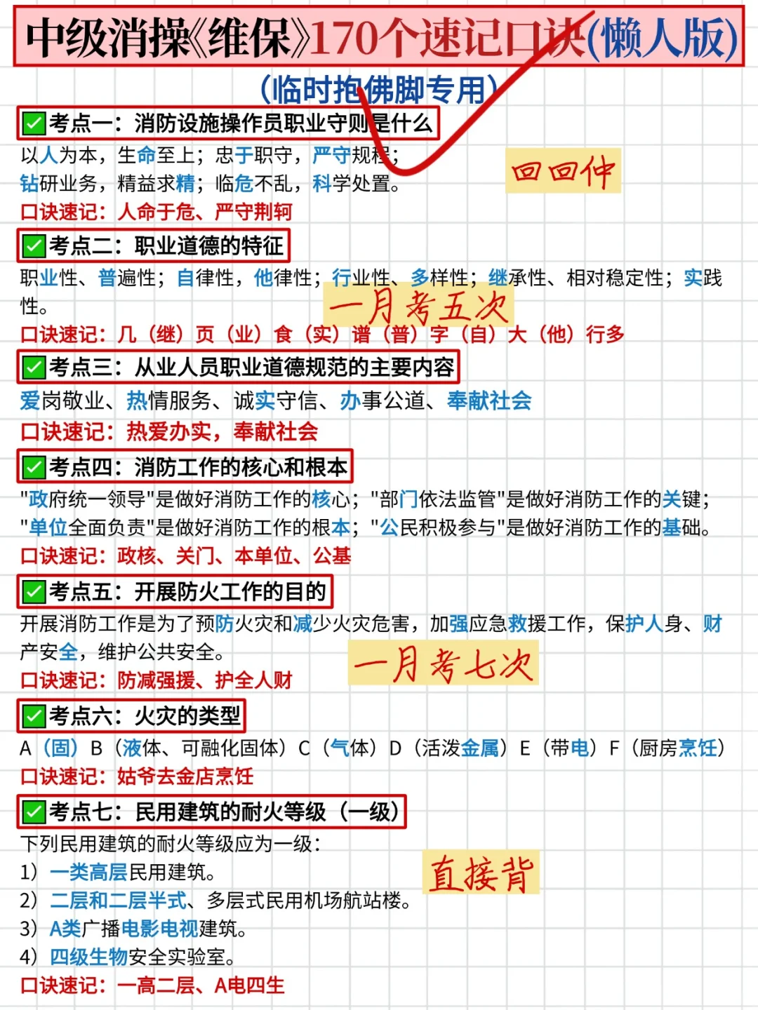 消防设施操作员魔法口诀(懒人抱佛脚版)