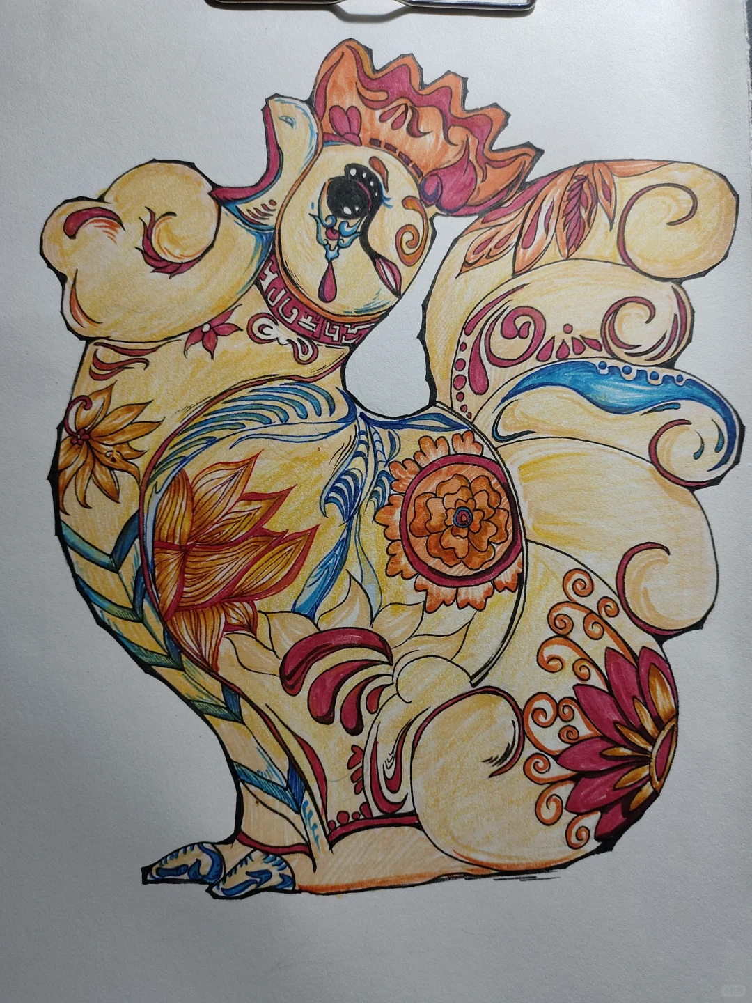 “凤翔鸡生肖泥塑平面化创意”