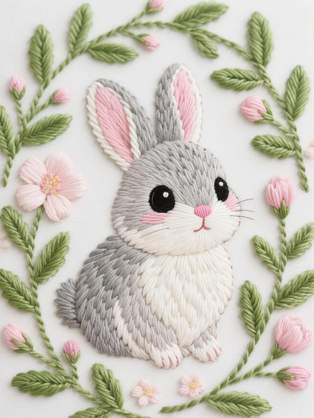 动物与花刺绣灵感｜No.1 兔兔与花花