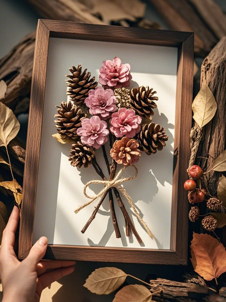 原来松果做的手工花束这么美?收藏做起来