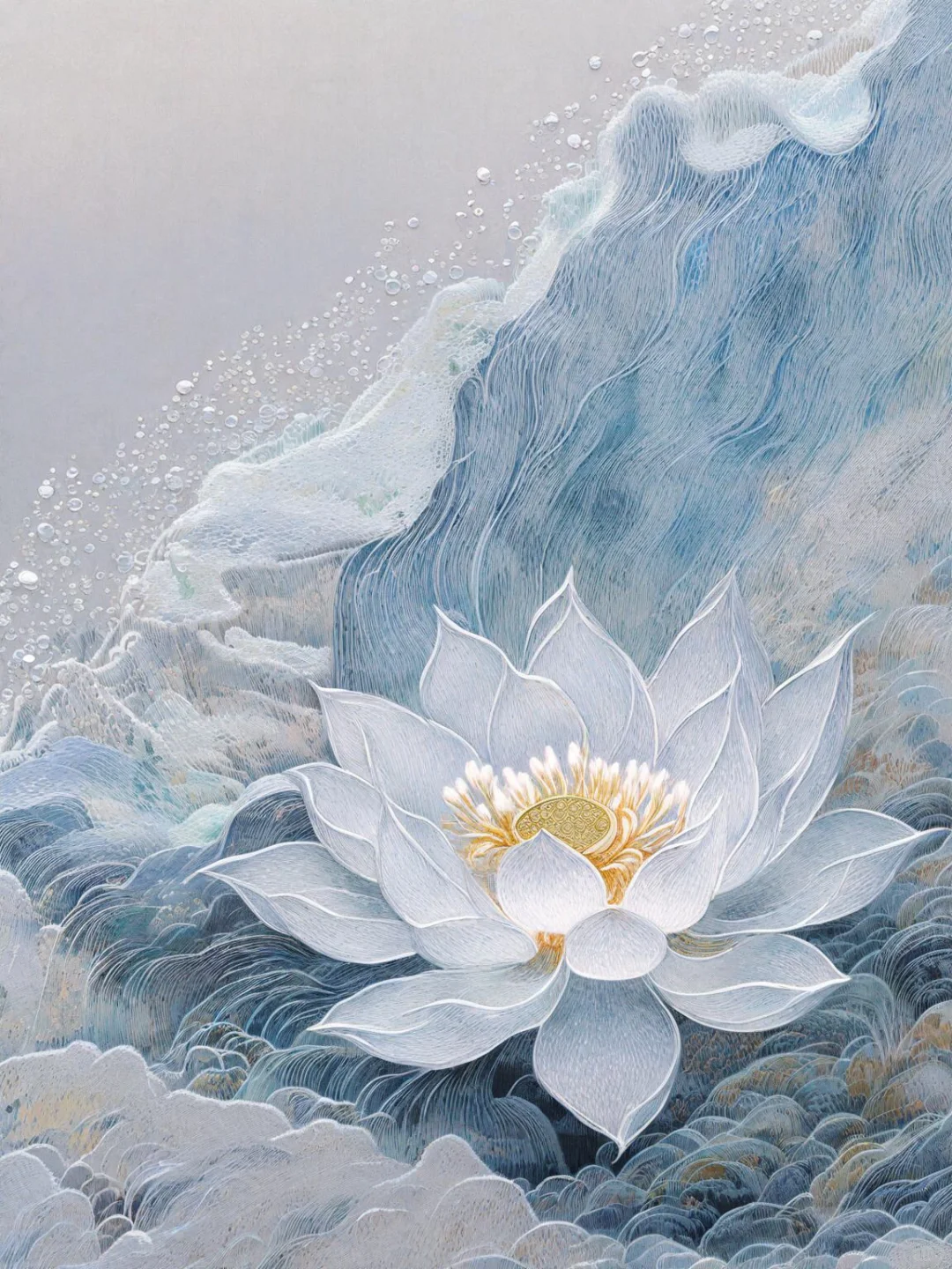 苏绣，雪莲，采天地之灵气，受日月之辉光