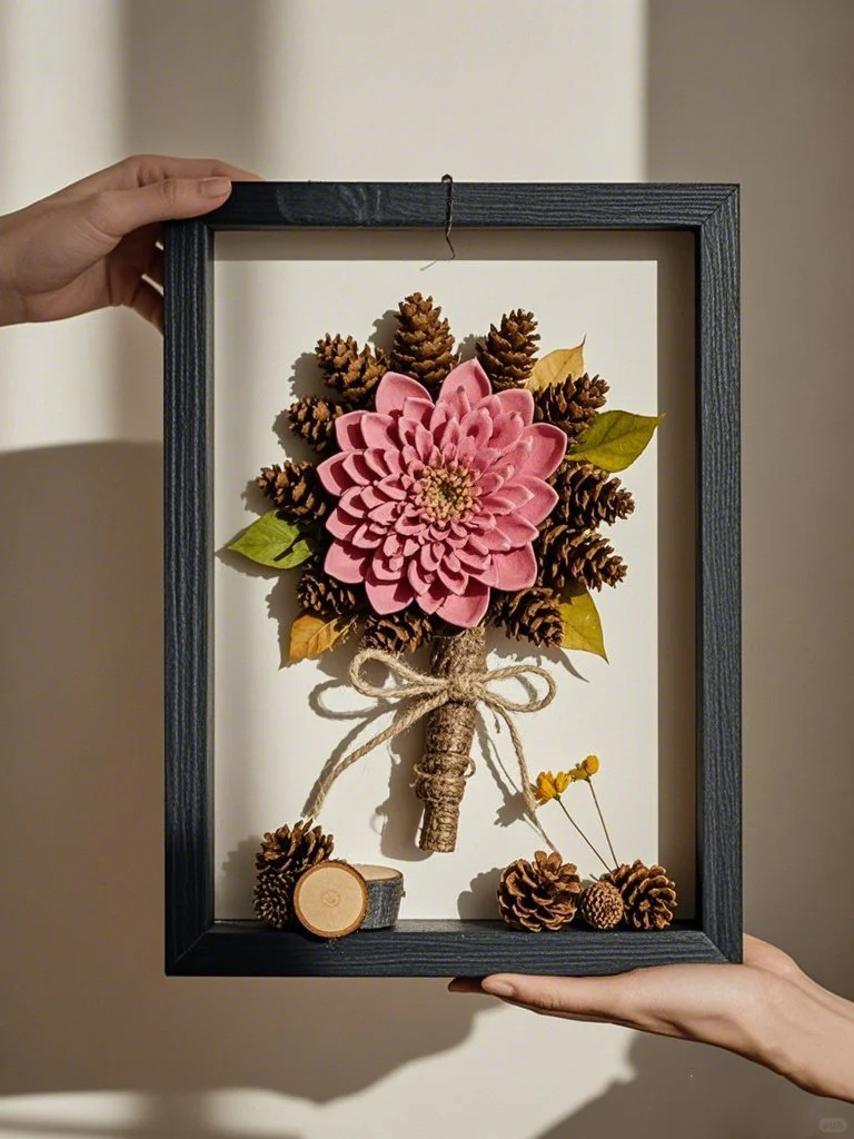 原来松果做的手工花束这么美?收藏做起来