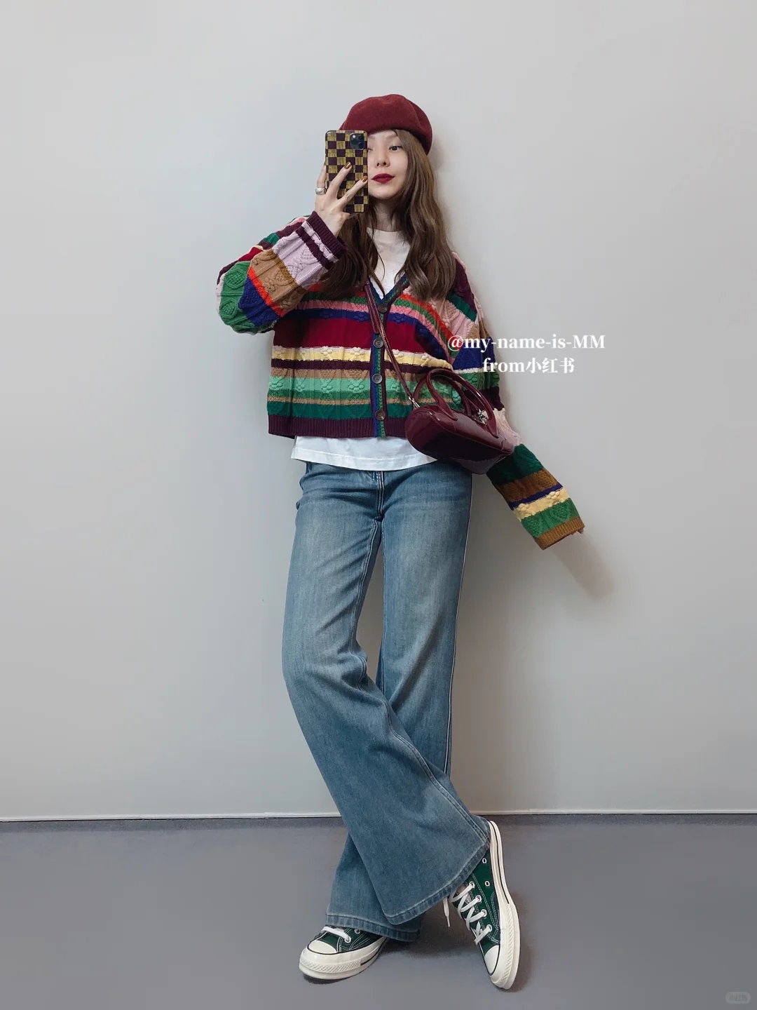 OOTD/初秋穿搭 慵懒舒适毛衣搭配微喇牛仔裤