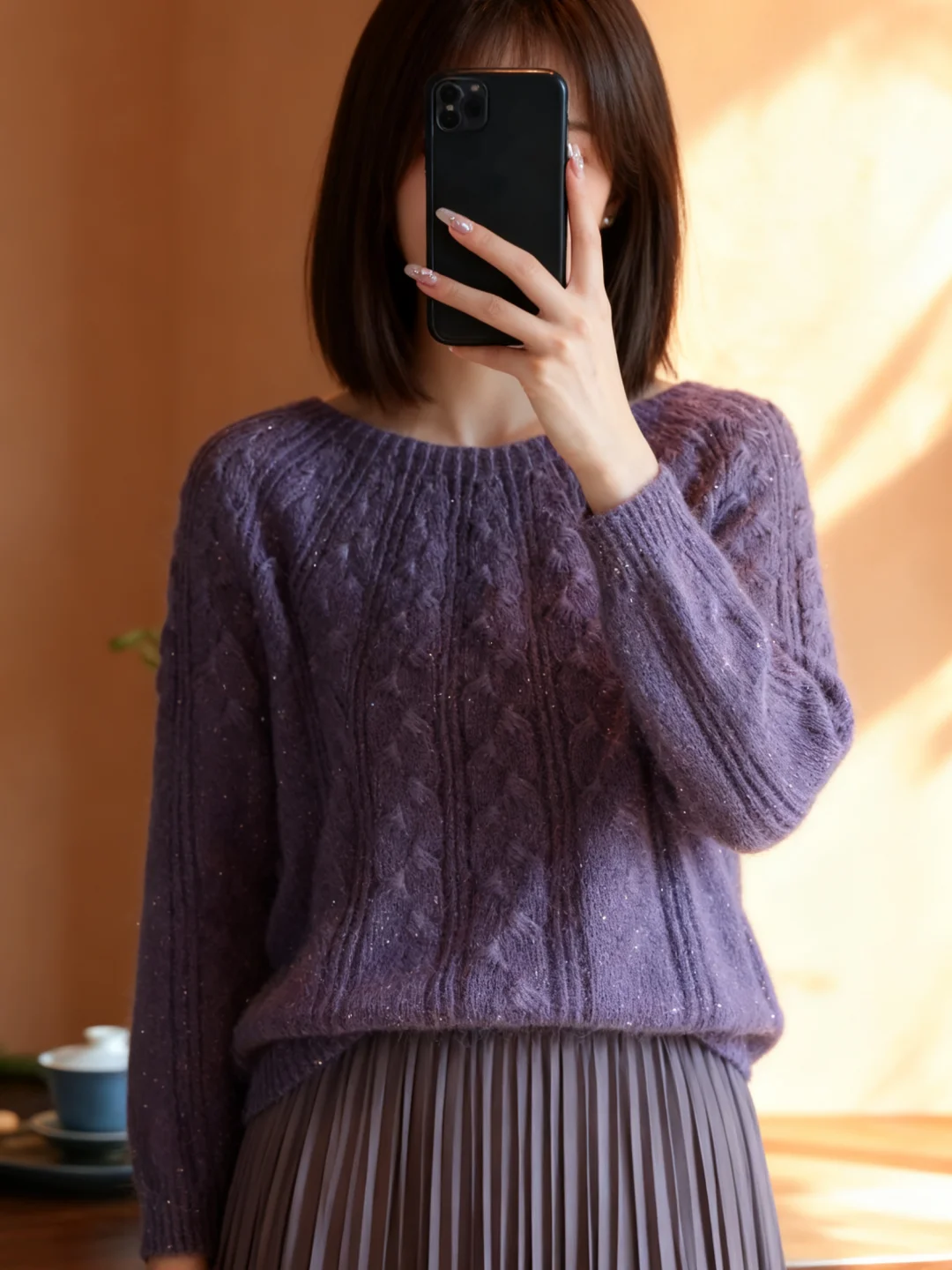 紫调绞花亮丝毛衣编织教程【新手视频教程】