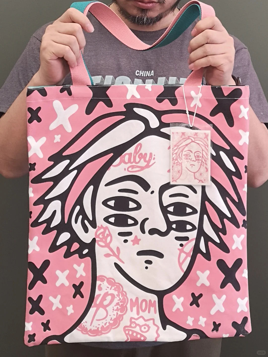 满幅双面双色手工丝网帆布袋印制完成