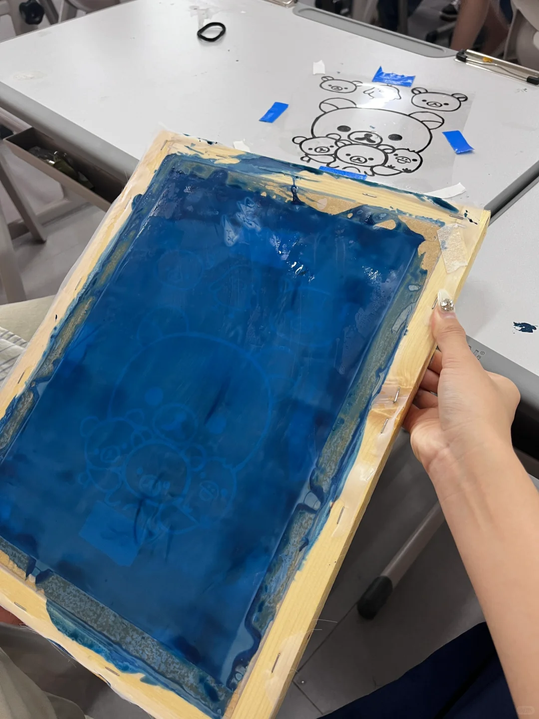 丝网印刷轻松熊短袖˶╹ꇴ╹˶