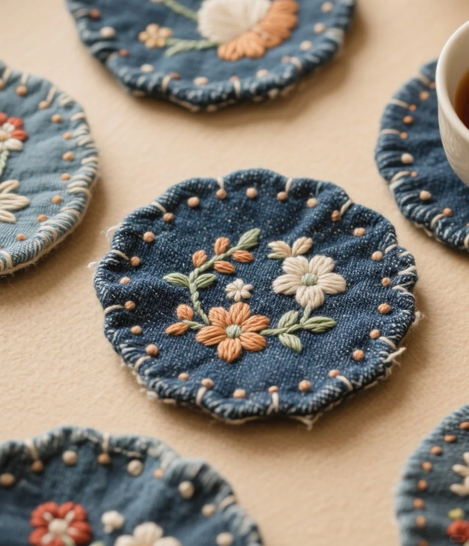 牛仔布手工杯垫