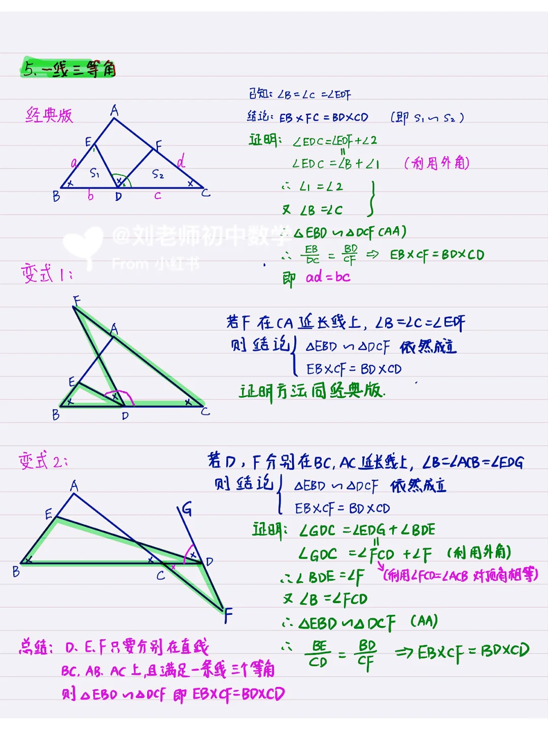 初中数学几何模型1: 相似的5大经典模型