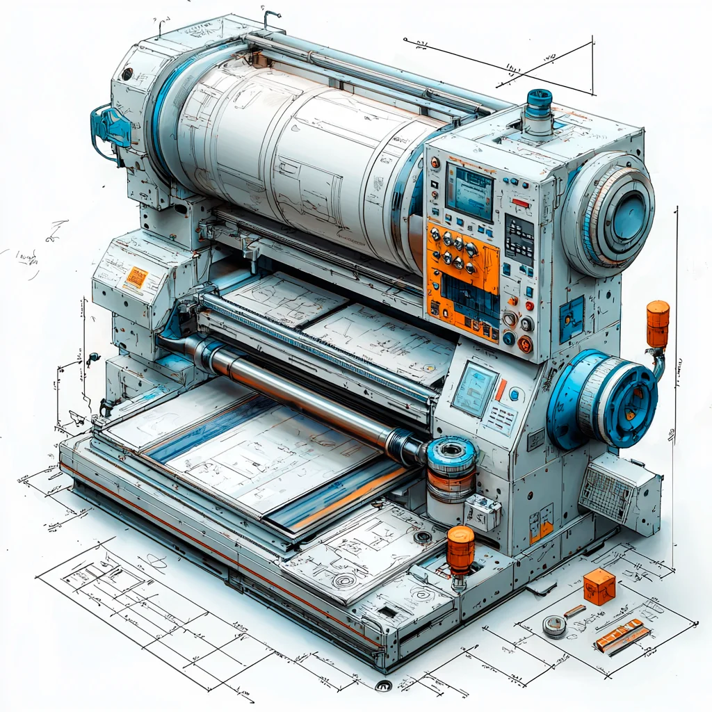 机械之美·印刷设备 手绘设计线稿［咒语］