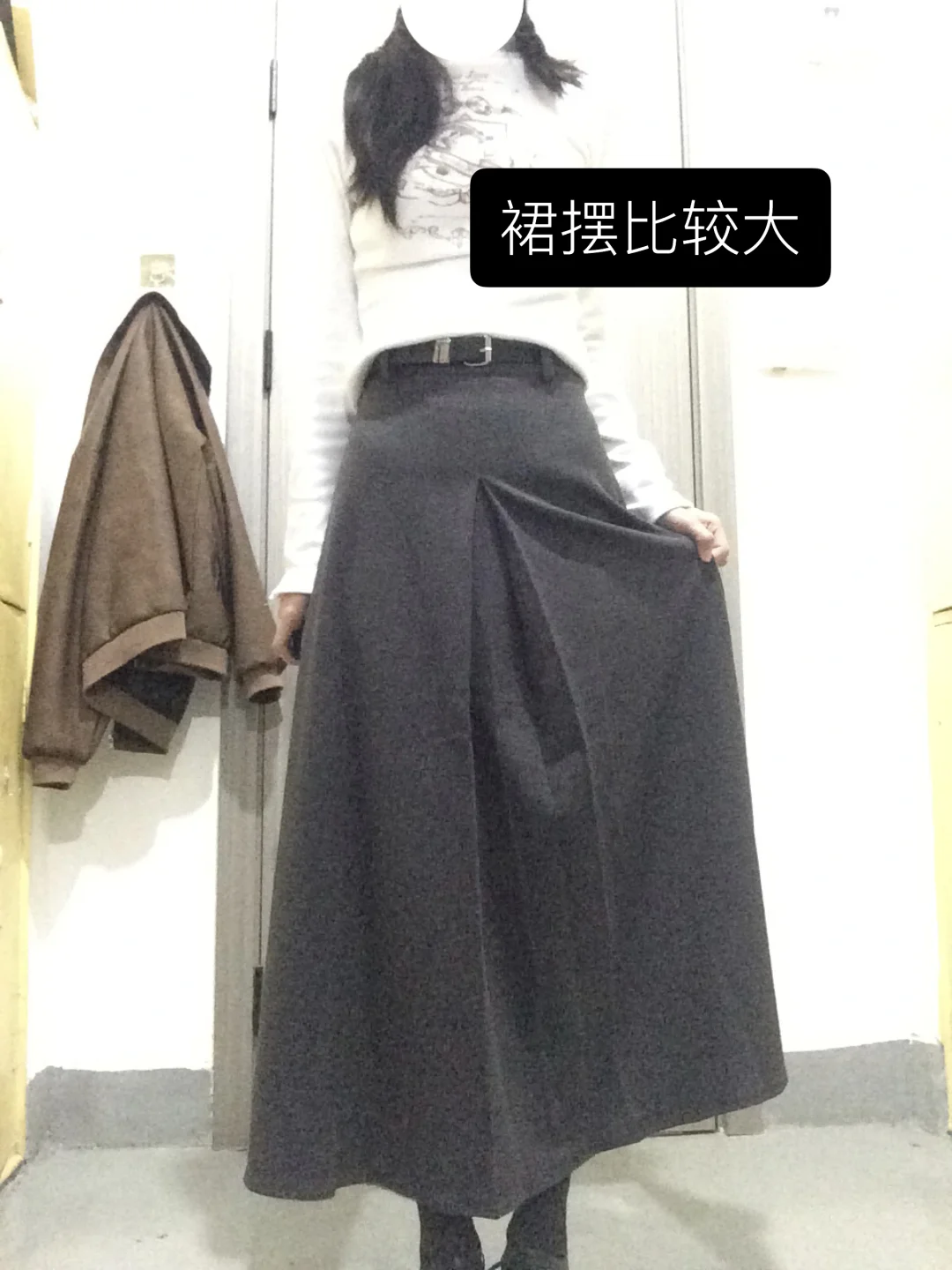 40+毛呢A字长裙测评来啦 韩系高智感