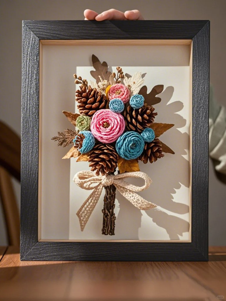 原来松果做的手工花束这么美?收藏做起来