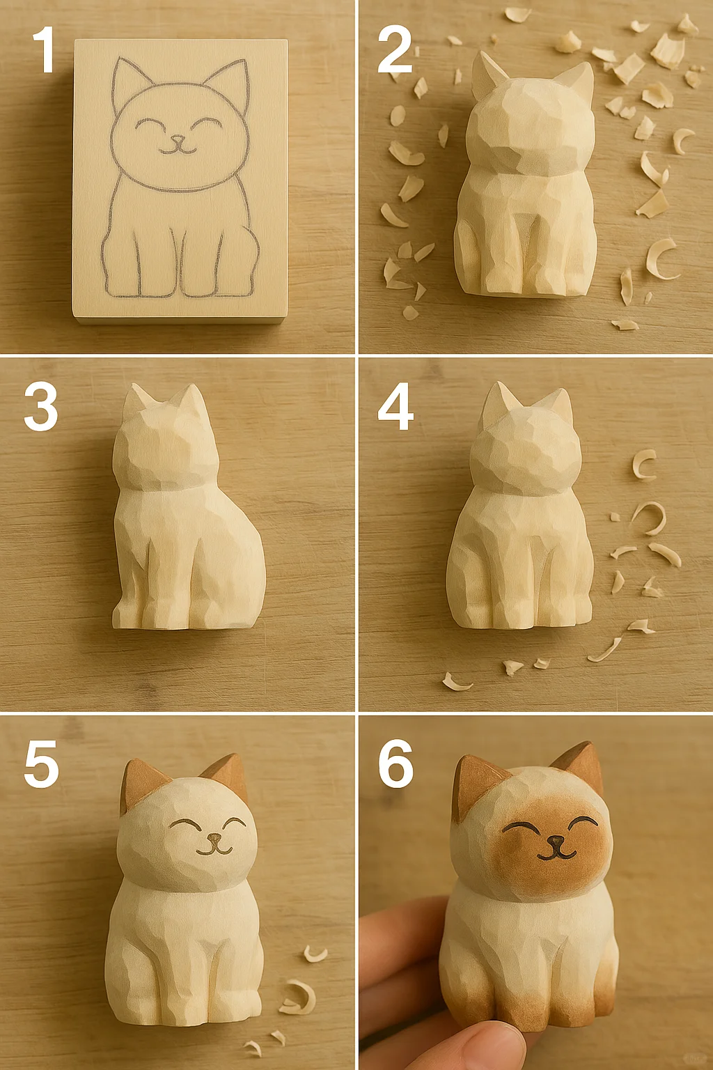 ?木雕进阶练习！6款更有挑战的小图形+步骤✨
