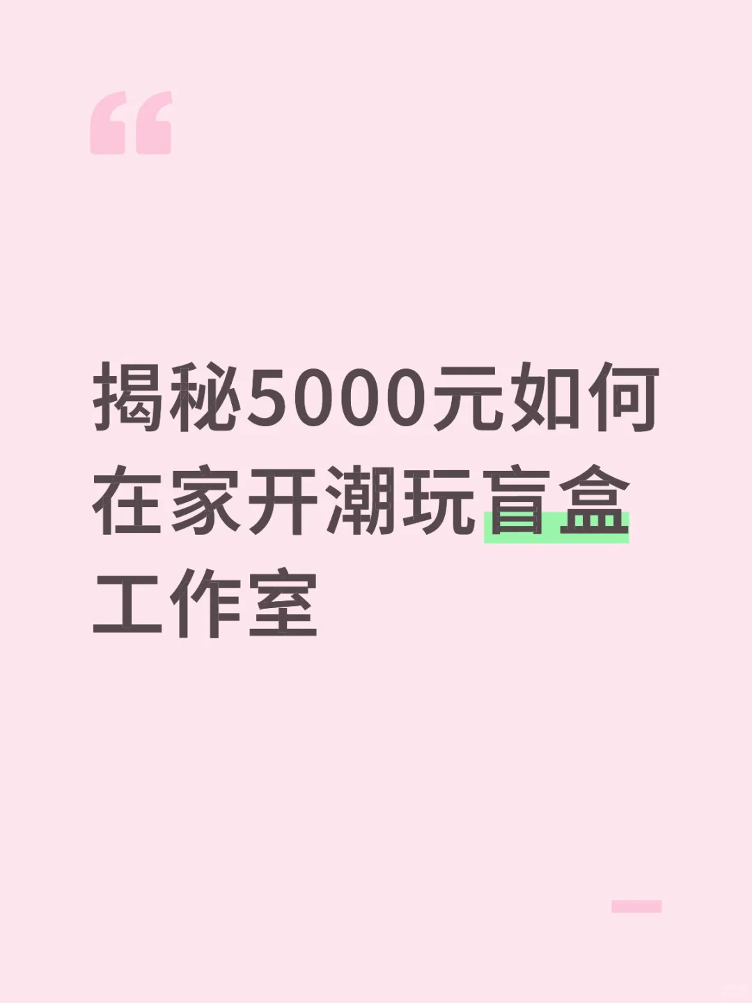 揭秘5000元如何在家开潮玩盲盒工作室