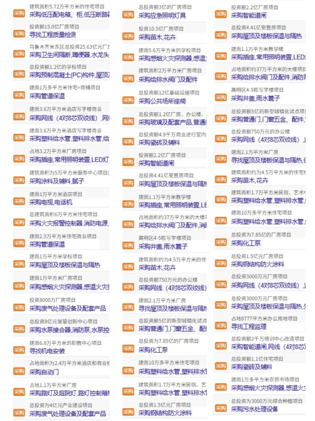 采购信息更新了