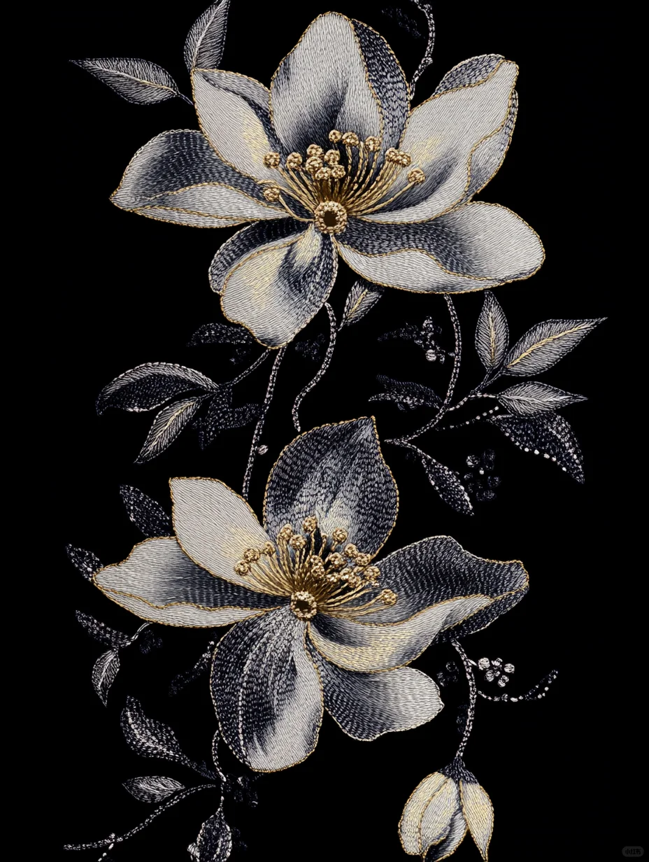 如此轻盈的花卉刺绣