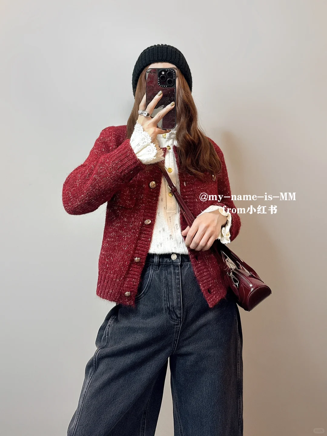 OOTD/冬季穿搭 节日氛围感红毛衣搭配羽绒服