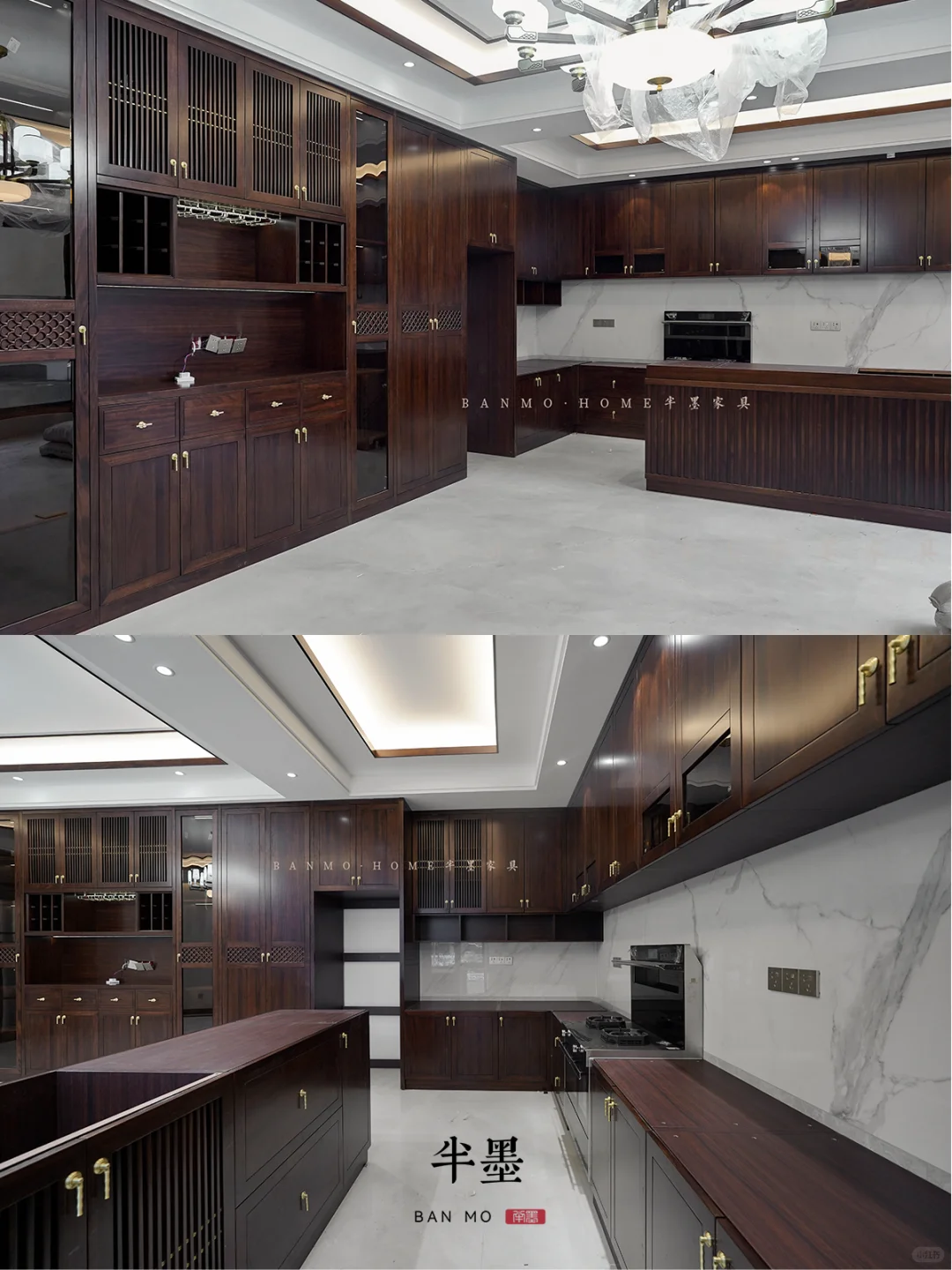 贵阳别墅全屋定制落地，新中式原木柜验收中