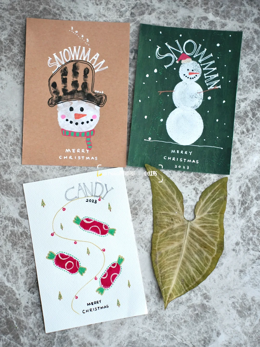 跟2岁+女鹅一起做的圣诞贺卡??附教程