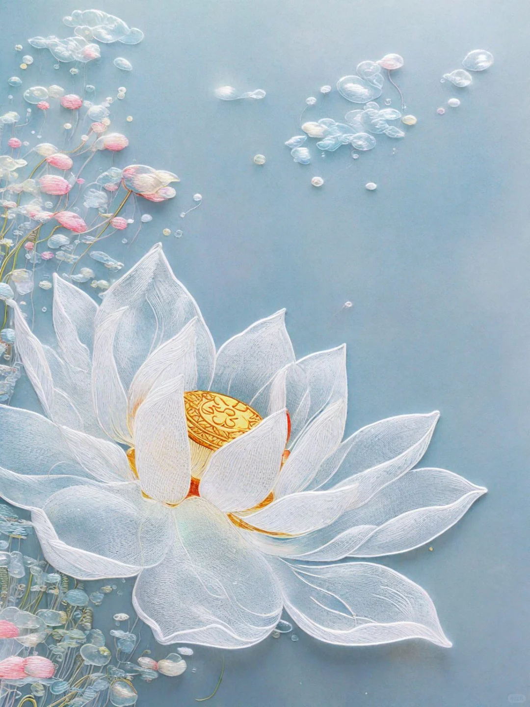 苏绣，雪莲，采天地之灵气，受日月之辉光