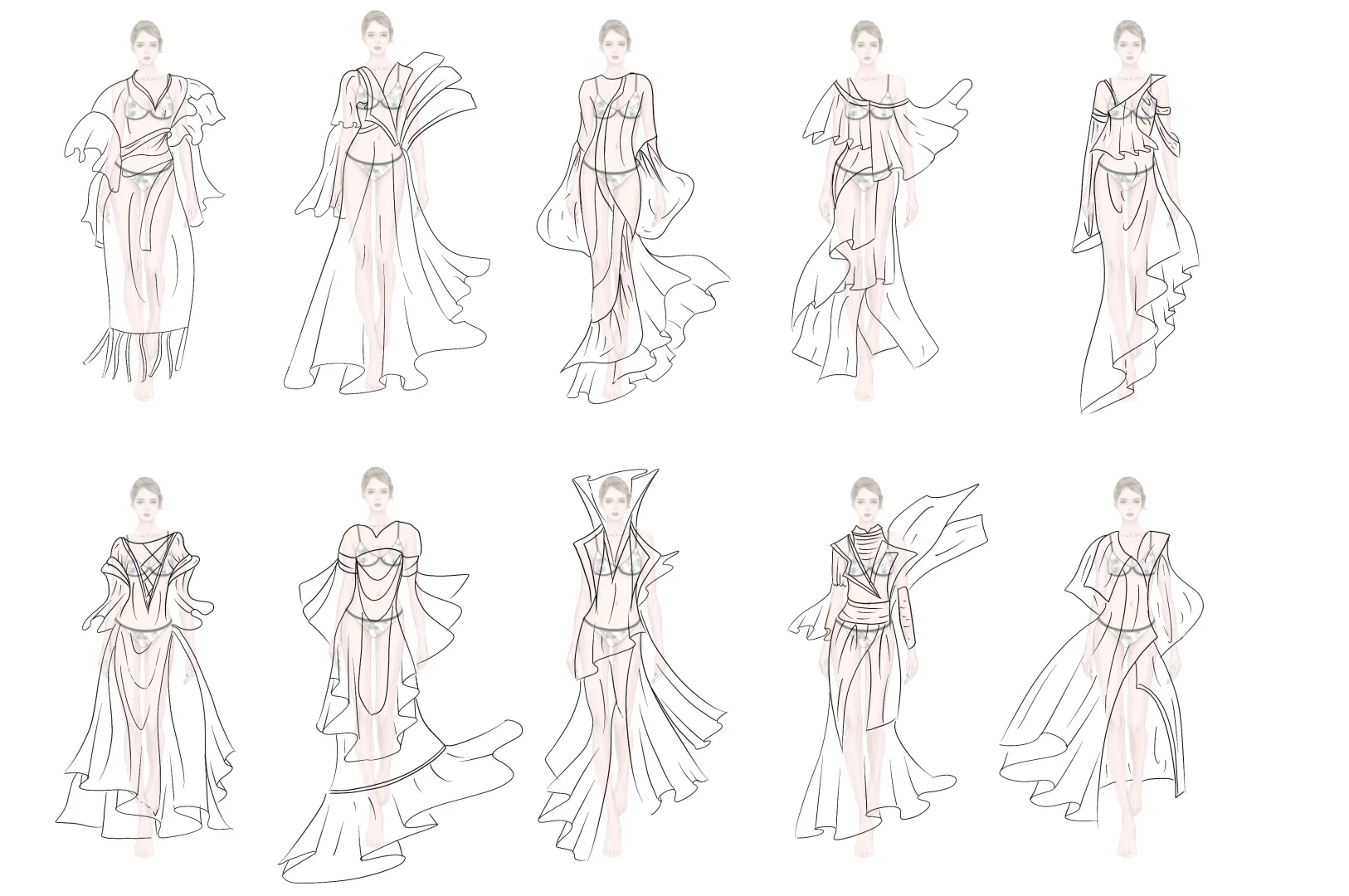 草图 解构 不对称 飘逸 垂皱感 荷叶边