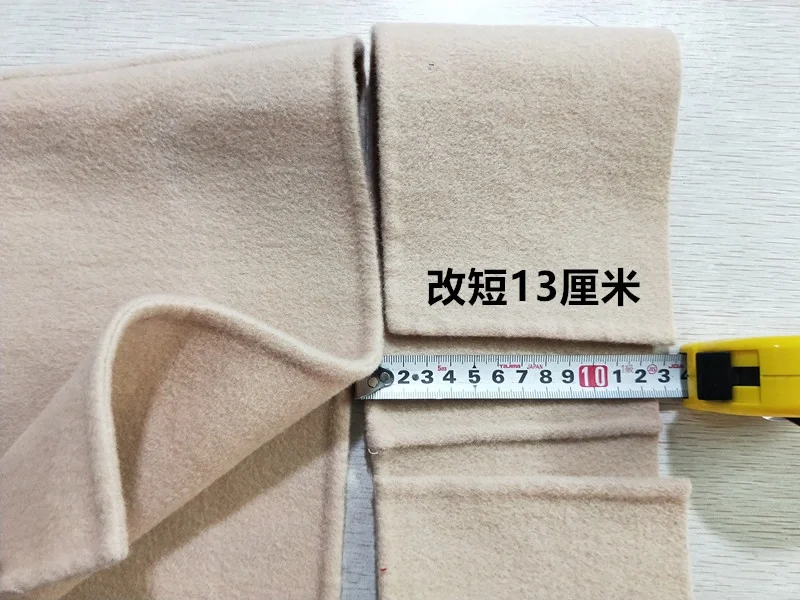 A字型双面呢大衣改短的下摆变化