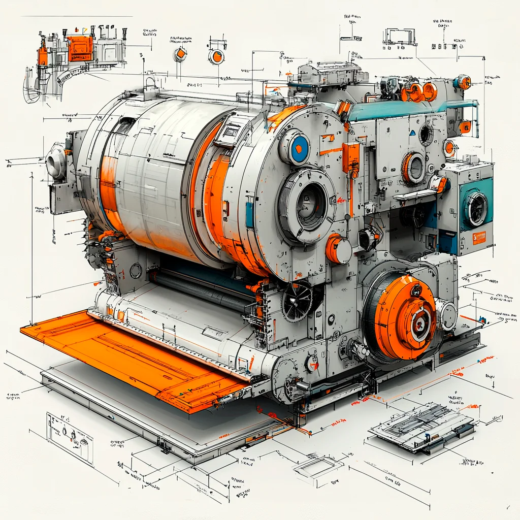 机械之美·印刷设备 手绘设计线稿［咒语］