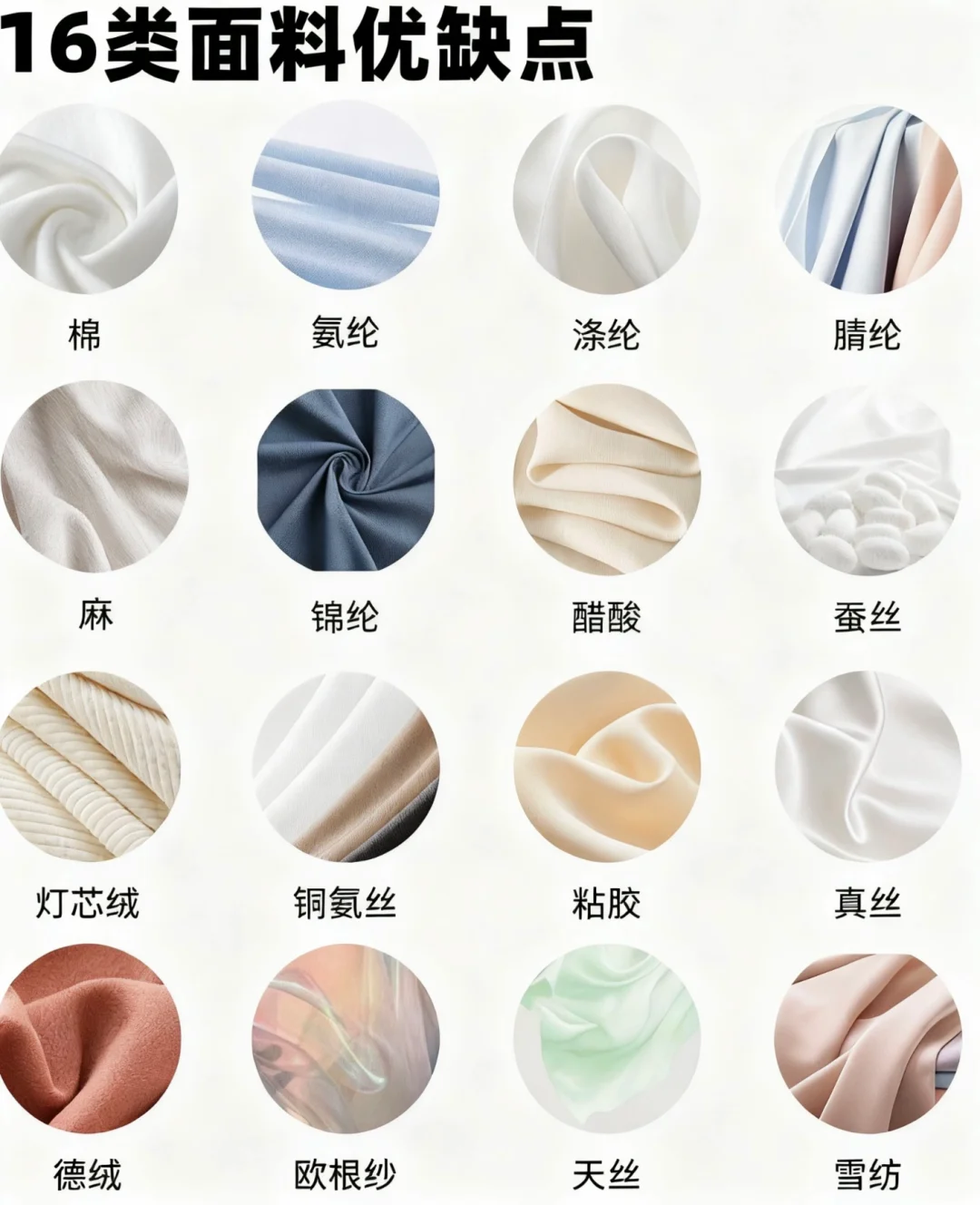?面料党必码！16种面料优缺点精简总结