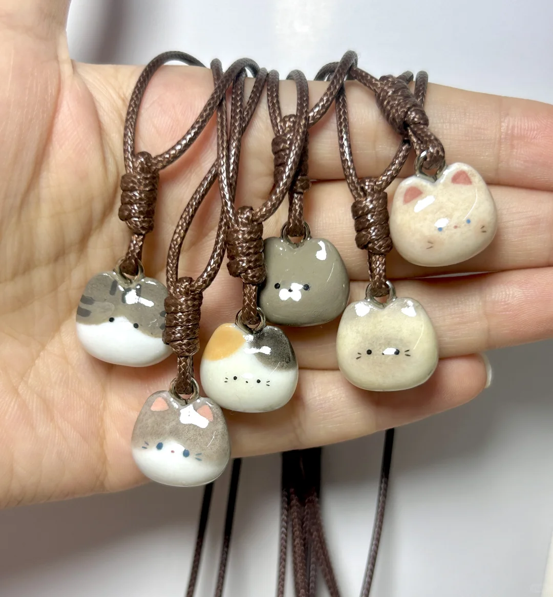 软陶黏土项链｜豆豆眼猫猫系列