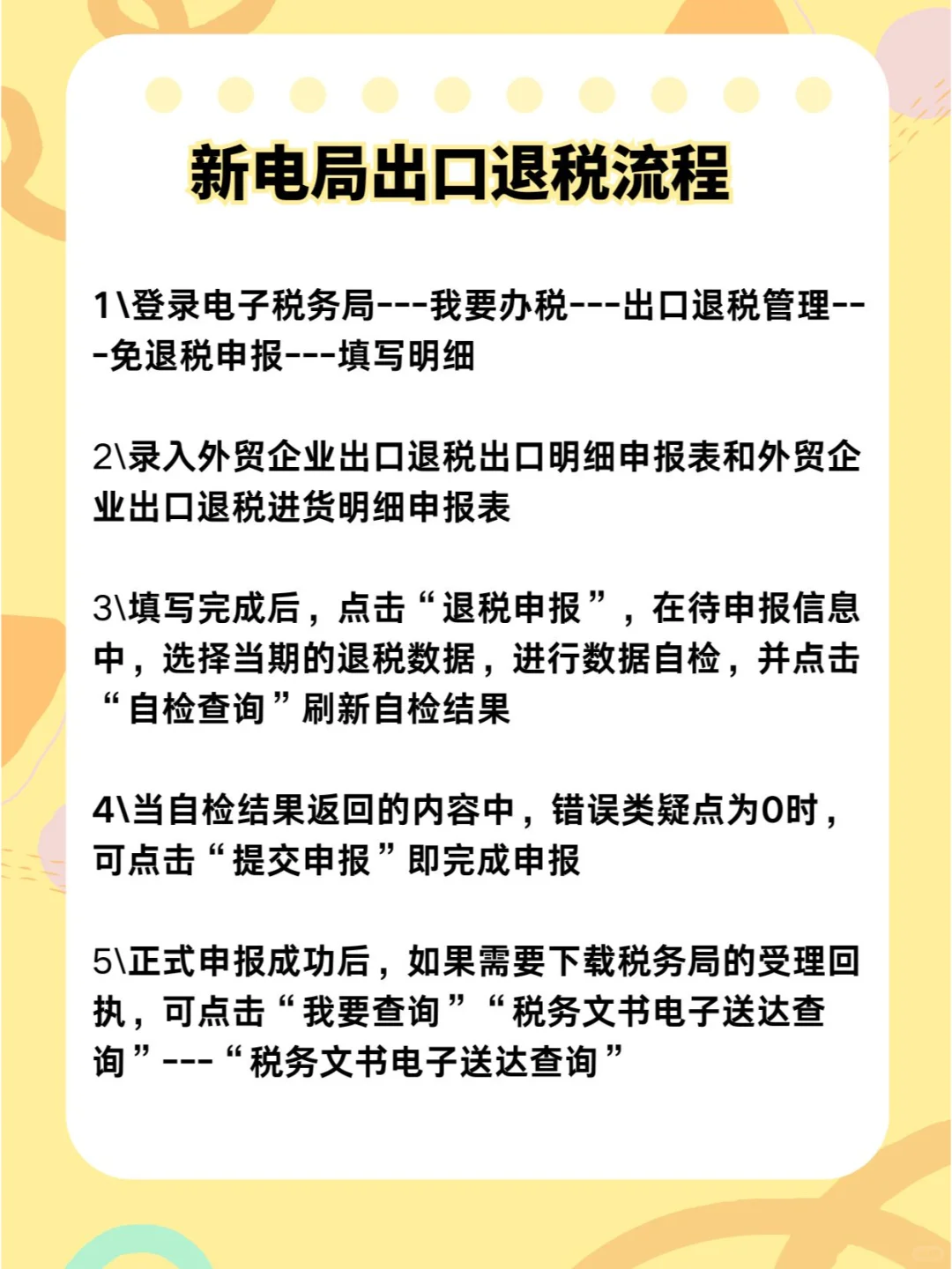 新电局出口退税流程来哦