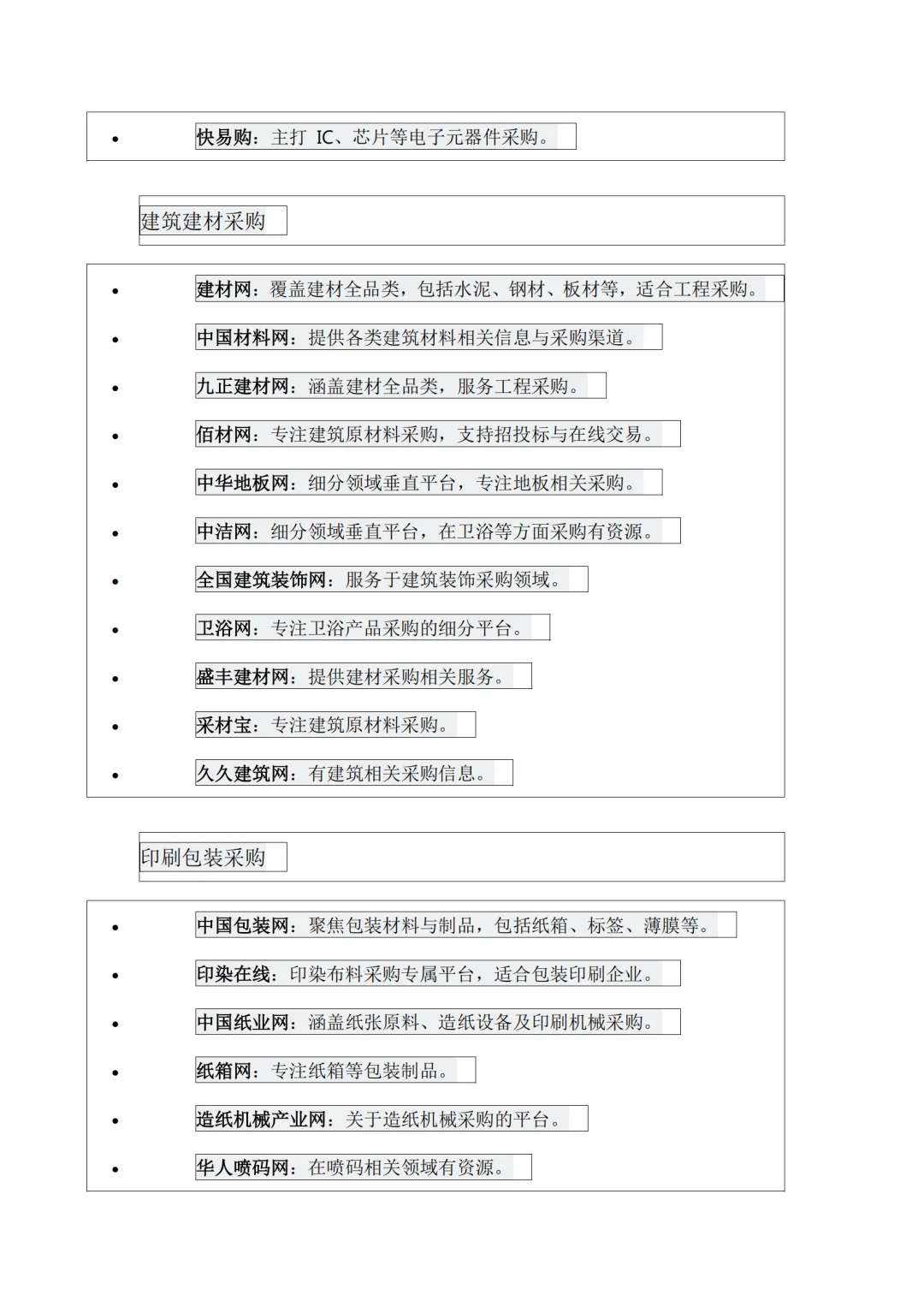 采购行业所需要网址大全