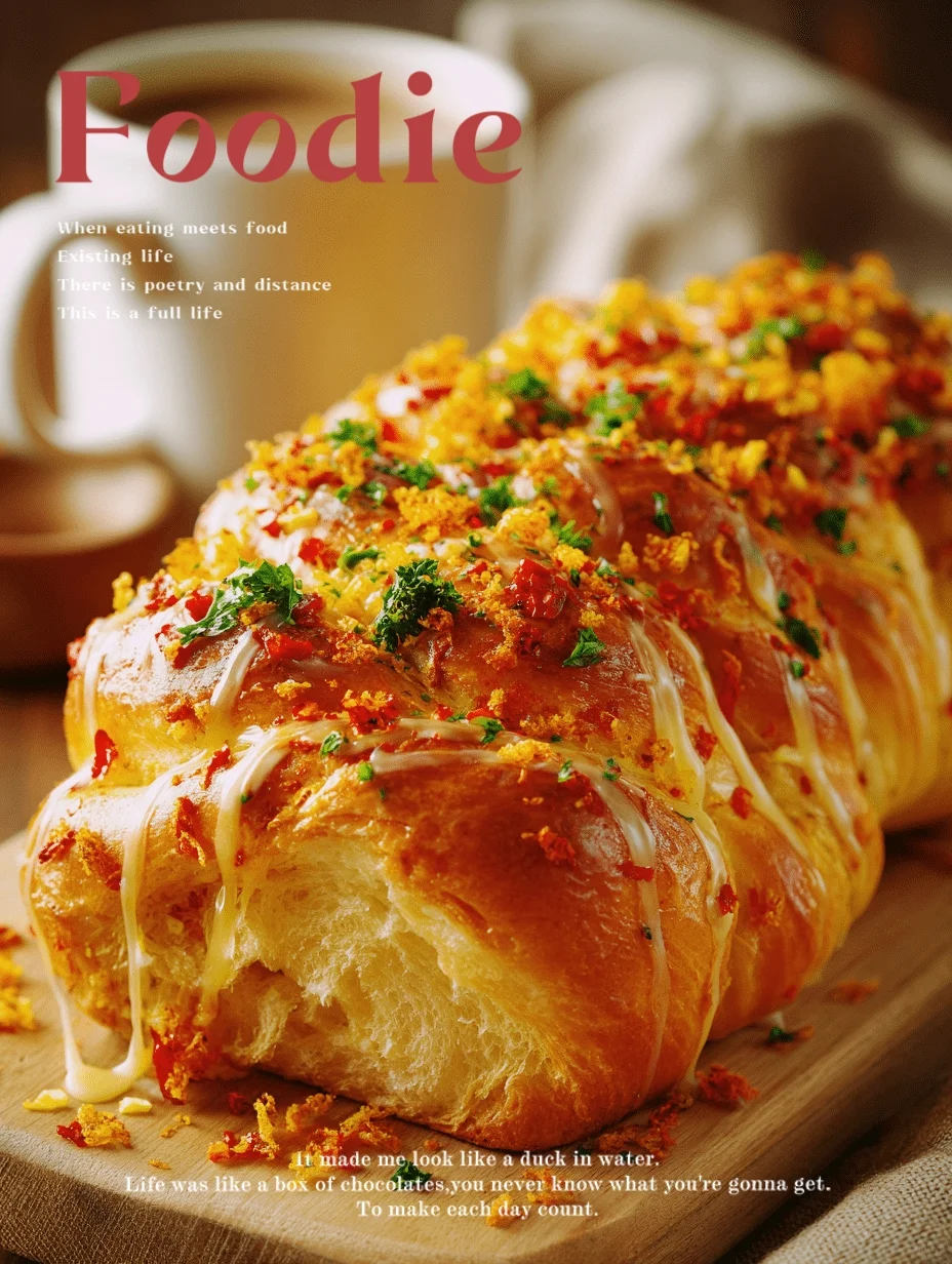 Midjourney美食摄影 芝士辣松面包 附咒语