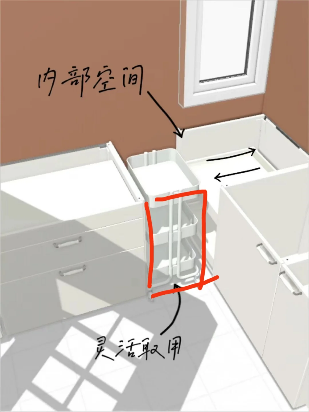 宜家推车调味料收纳，转角柜的完美方案