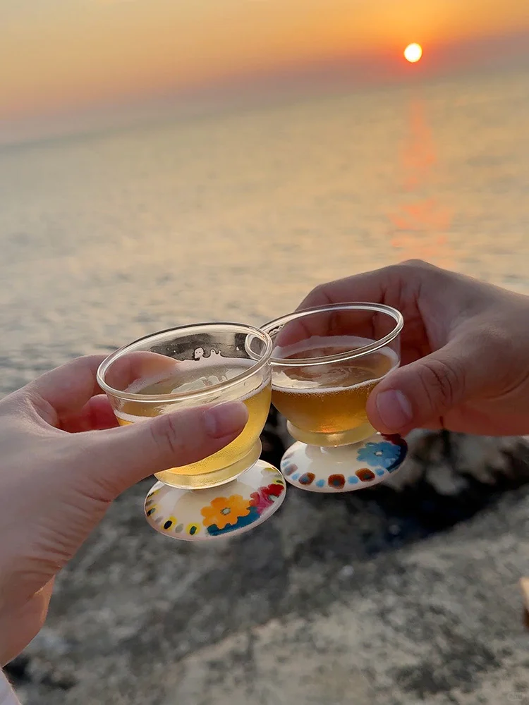 SoftServe New｜《手绘小花》陶瓷玻璃清酒杯