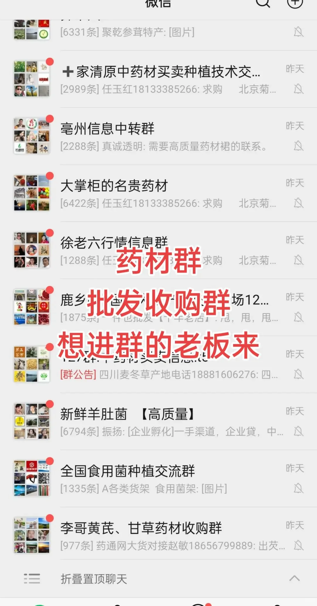 药材群批发收购群想进群的老板来