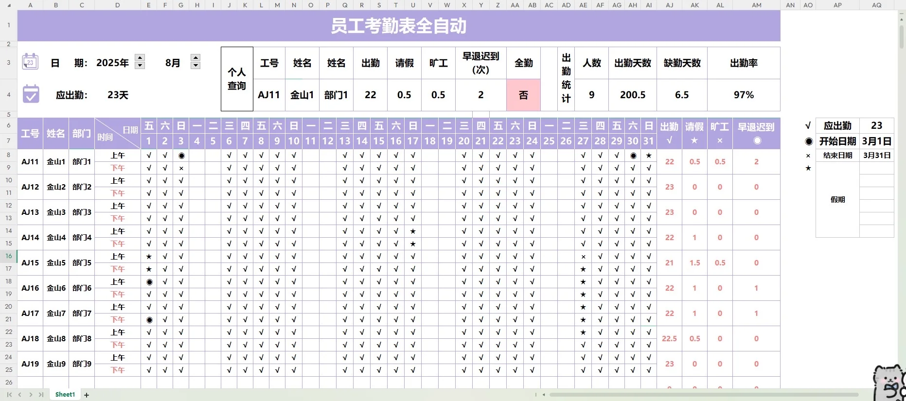 这种水平的考勤表才是人事该做的? [暗中观