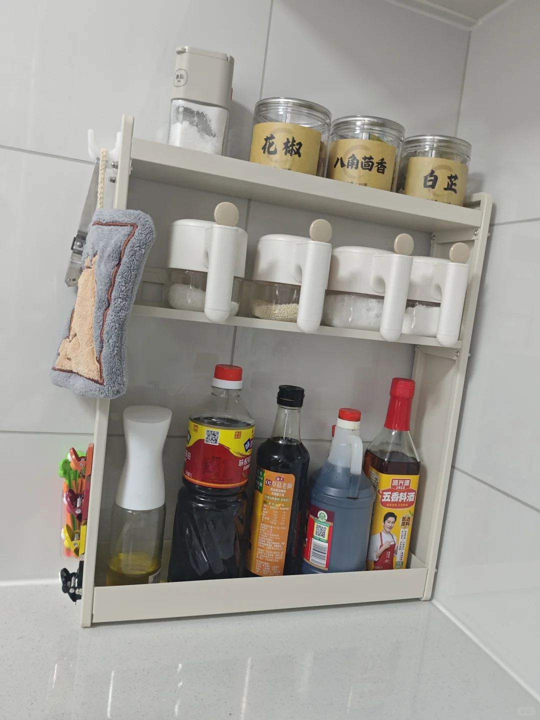 买到适配我家的调料架了