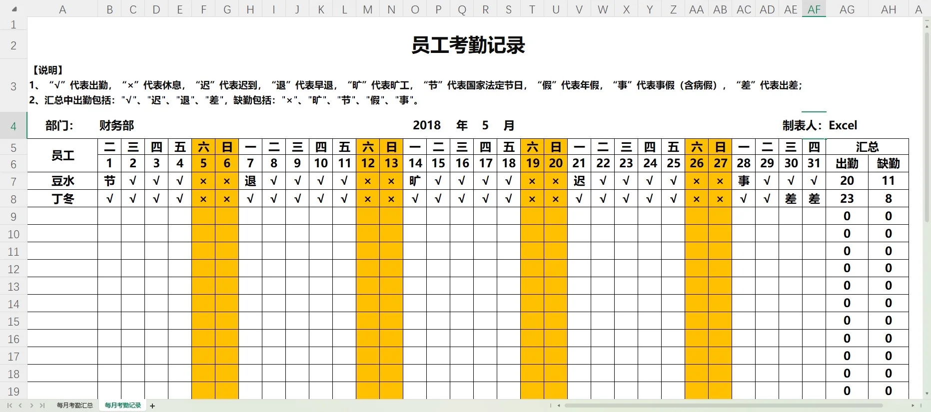 这种水平的考勤表才是人事该做的? [暗中观
