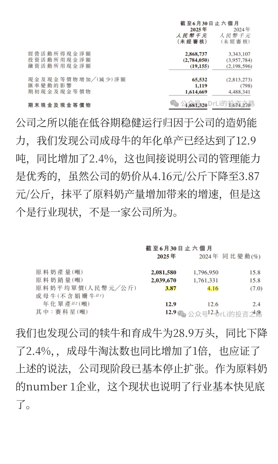 优然牧业2025年中期的经营质量逐渐优化