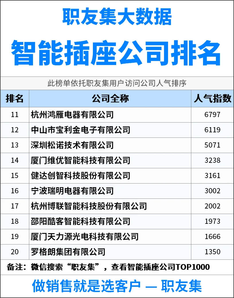 2025年中国智能插座公司排行榜