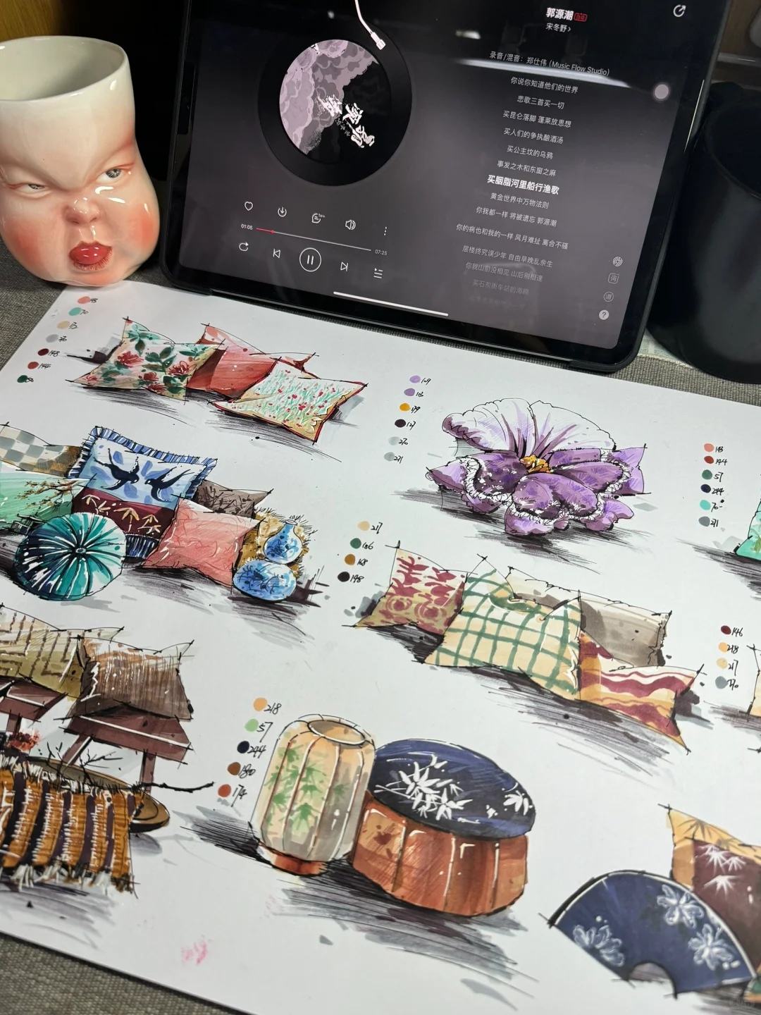 每周一画17｜花花抱枕