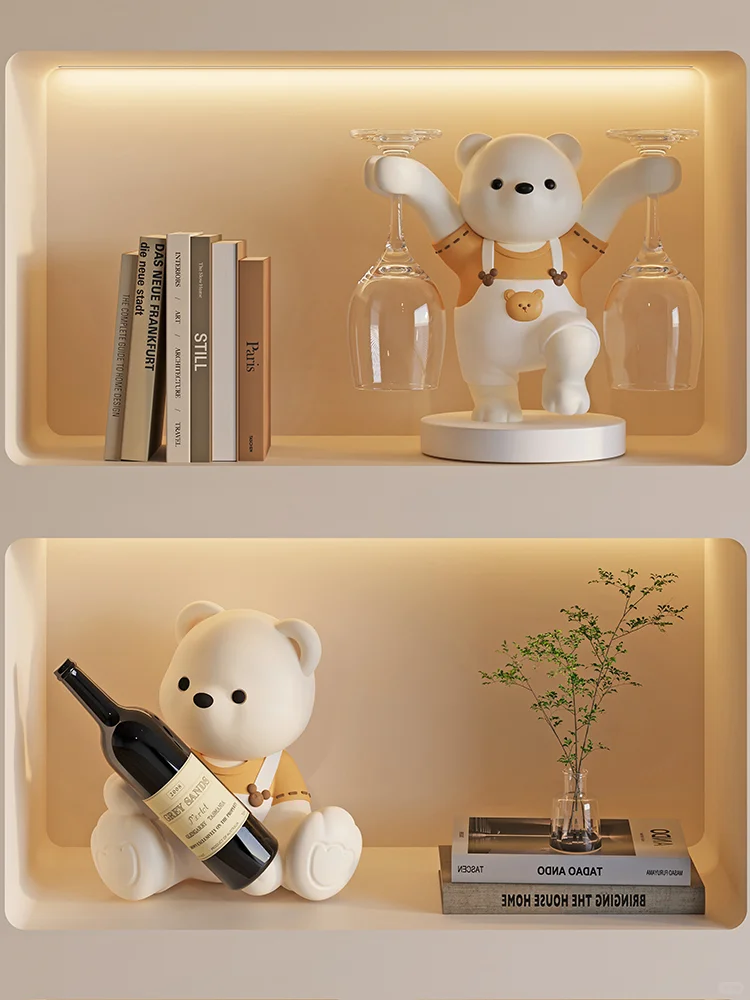 ?【奶油熊酒柜摆件｜治愈系家居】