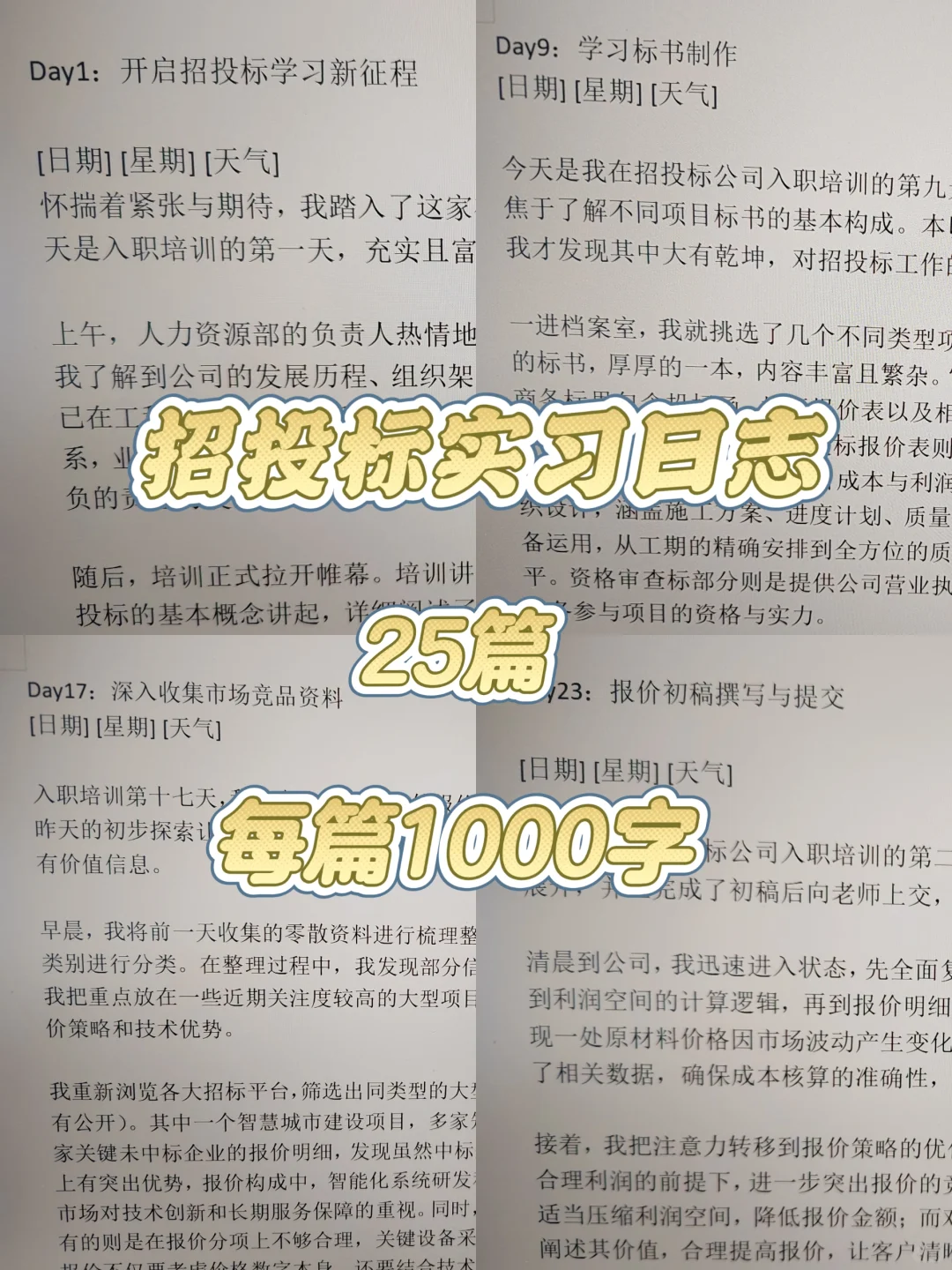 招投标实习日志