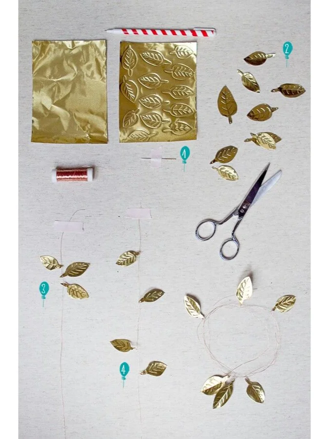 金色锡纸改造立体挂件装饰 简易DIY