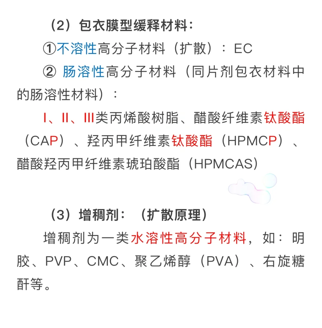 考点速记：药剂辅料10大考点